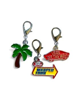 Vans Warped Tour Charm Set — Green Palm, Red Skateboard & Yellow Arrow